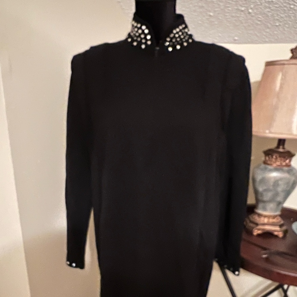 Sweater dress with rhinestones